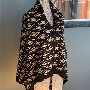 Top it off black/camel diamond knit 3-in-1 wrap